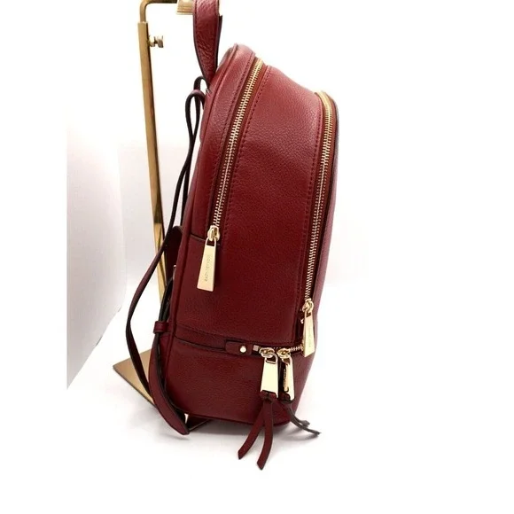 Michael Kors Red Leather Backpack Gold‎ Hardware Adjustable Straps Travel 37-08 Michael Kors MK Medium School Travel Backpack Red Satchel  main image 4